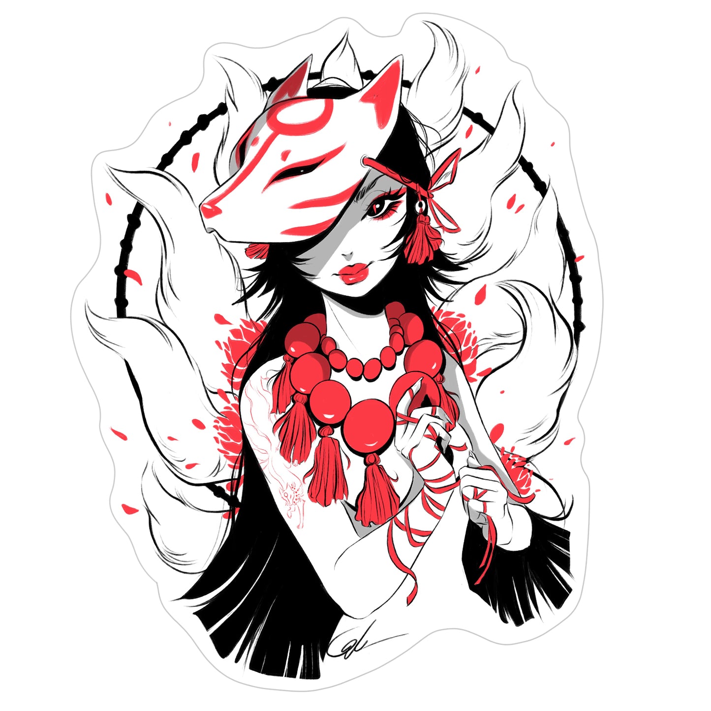 Kitsune Fire Sticker
