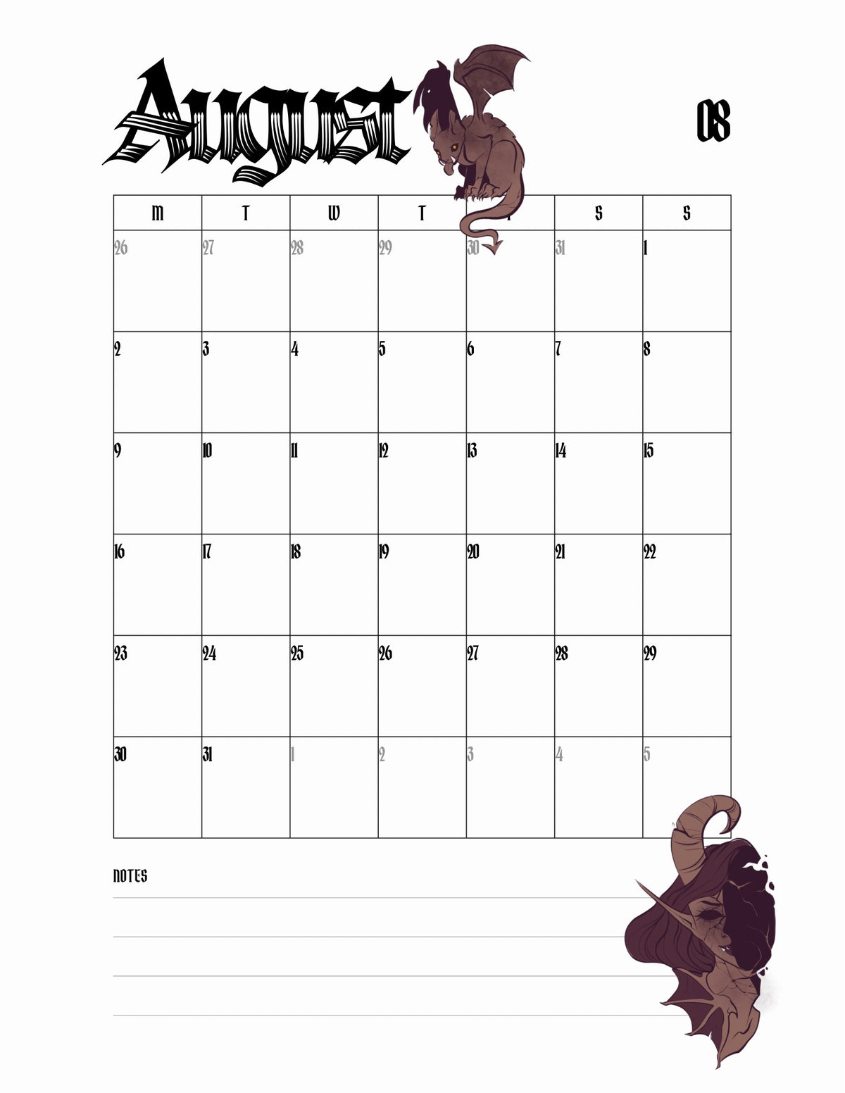 Missupacey's 2027 Art Calendar ||preorder||