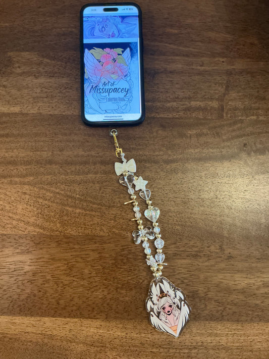 White Keychain/Phone Strap