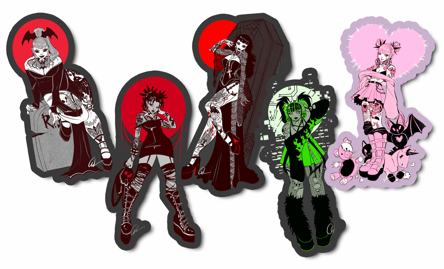 Goth Girls Sticker Set