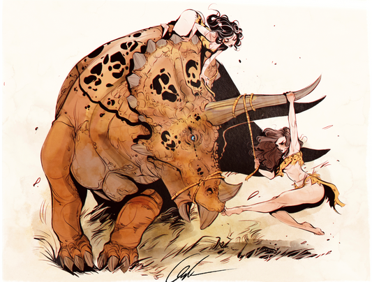 Triceratops Wrangling [5x7]