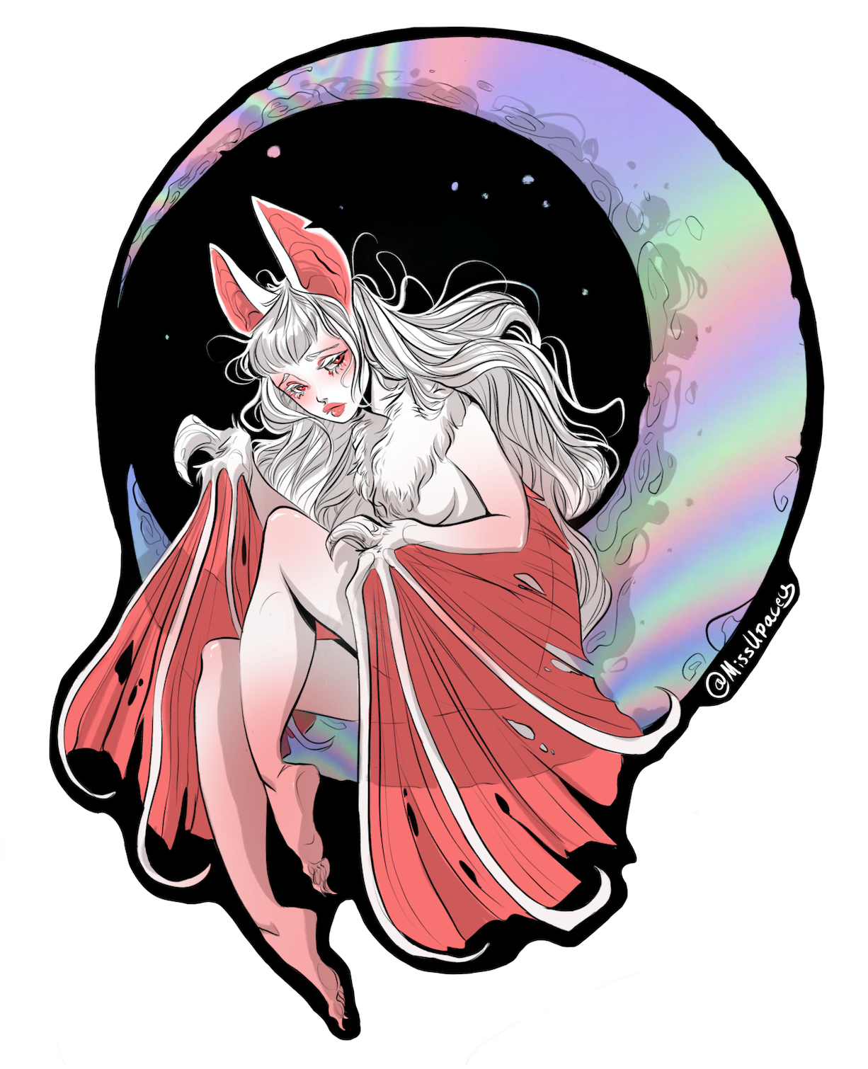 Holo Bat and the Moon Sticker